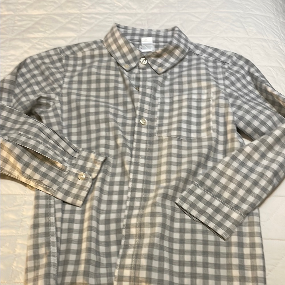 Boy’s Carters Gray Plaid long-sleeve Button-Up Shirt. 10.